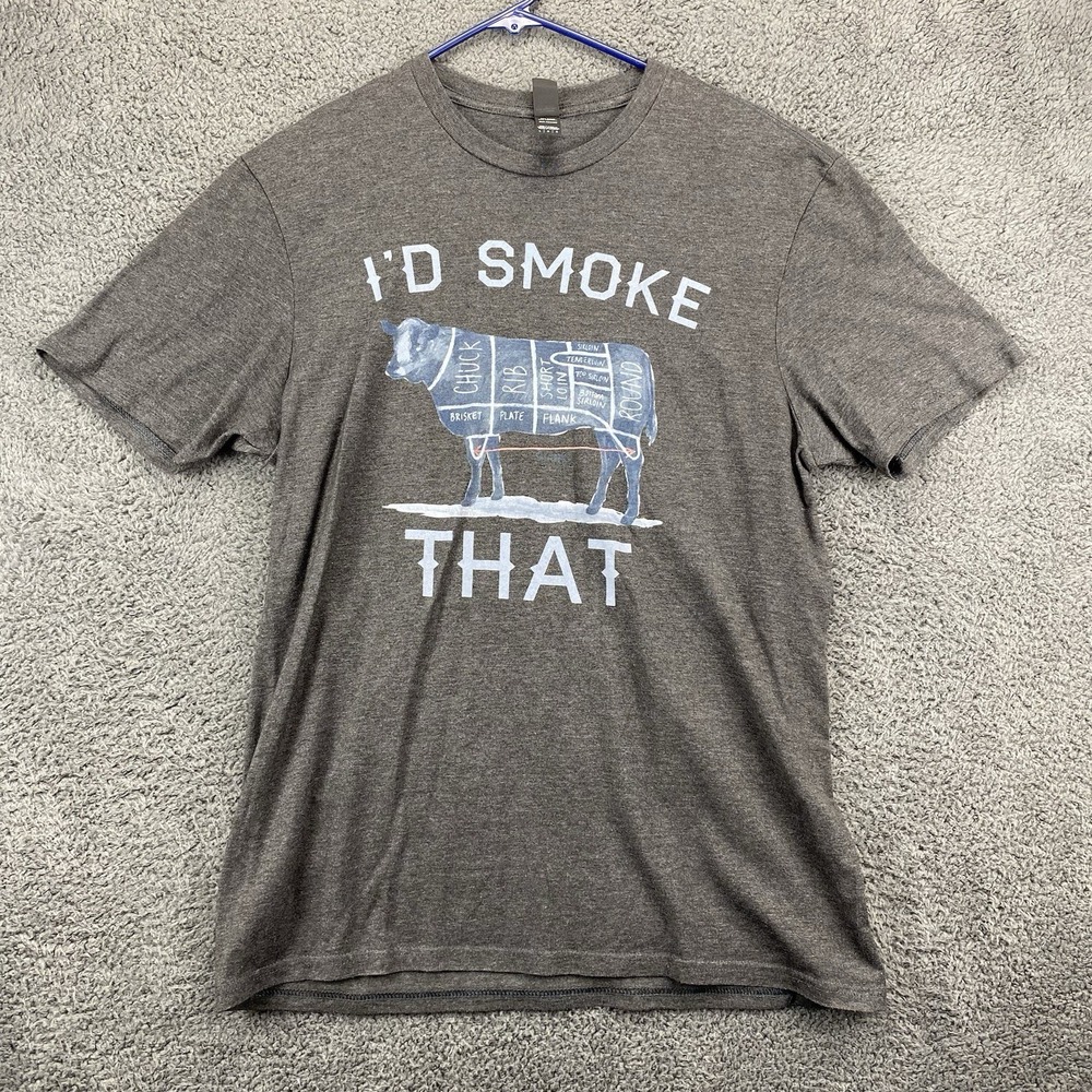 I'd Smoke That Shirt Men L District Very Important Tee Cow Poly Cotton Crew